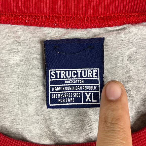 Structure T-Shirt Mens Size XL Red Casual USA Graphic Minimalist Logo Vintage - Picture 3 of 7